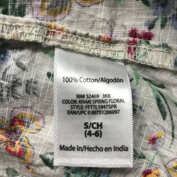 Time and Tru White Floral Bell Sleeve Woven Top - Size Small - Picture 4 of 7